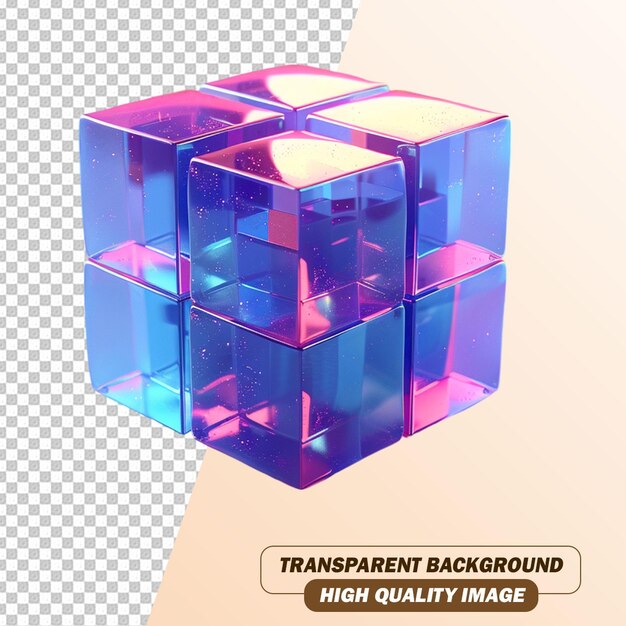 Cubo 3D isolato su un file PSD di sfondo trasparente