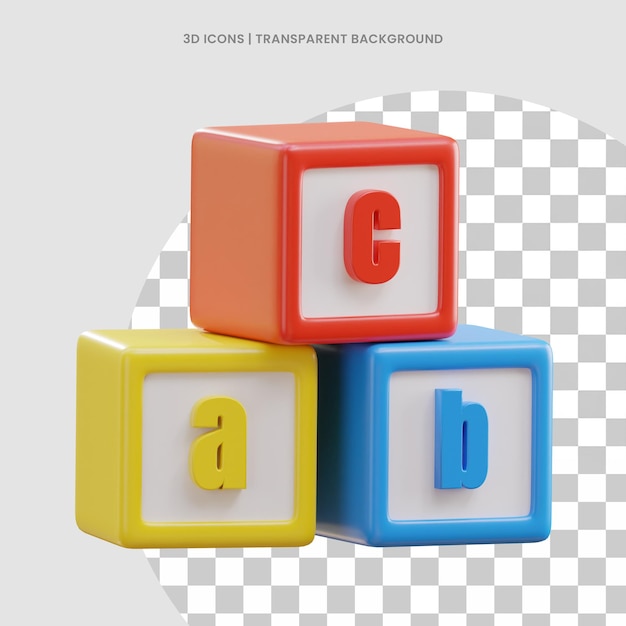 El cubo abc bloquea el icono de juguete infantil 3D psd