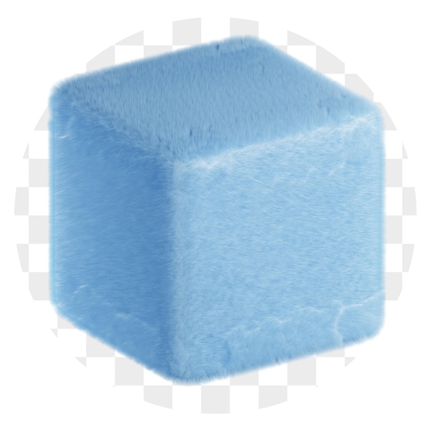 Cubo azul esponjoso abstracto en 3D
