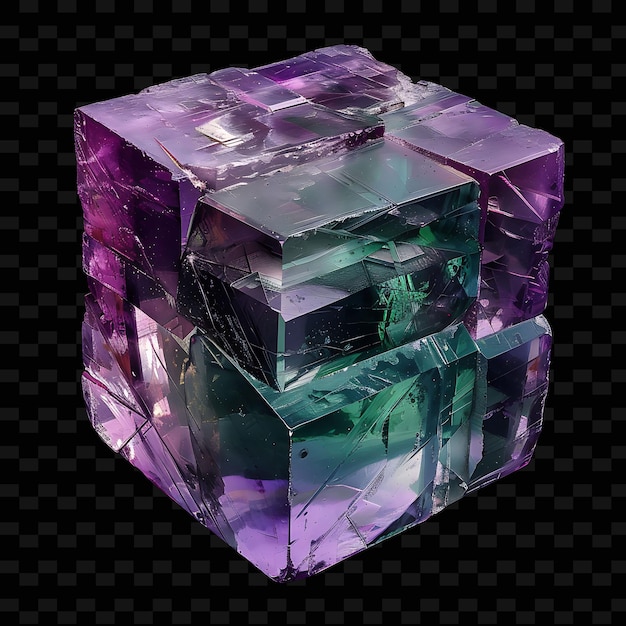 PSD un cubo con una base púrpura y un cubo verde y púrpura