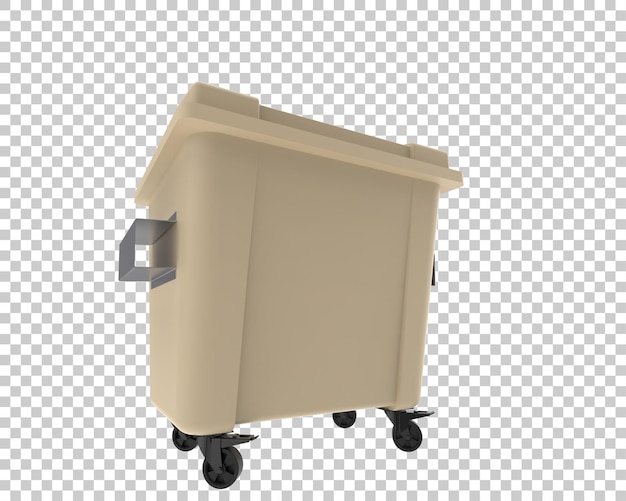 Cubo de basura aislado en la ilustración de renderizado 3d de fondo transparente