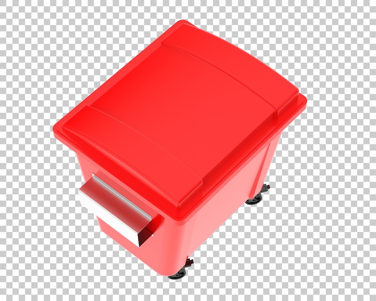 PSD cubo de basura aislado en la ilustración de renderizado 3d de fondo transparente