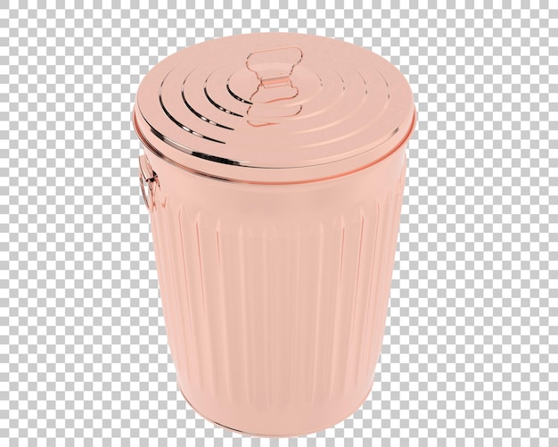 Cubo de basura metálico sobre fondo transparente Ilustración de renderizado 3d