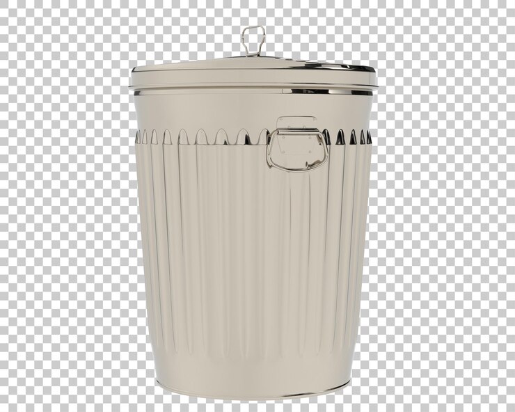PSD cubo de basura metálico sobre fondo transparente ilustración de renderizado 3d