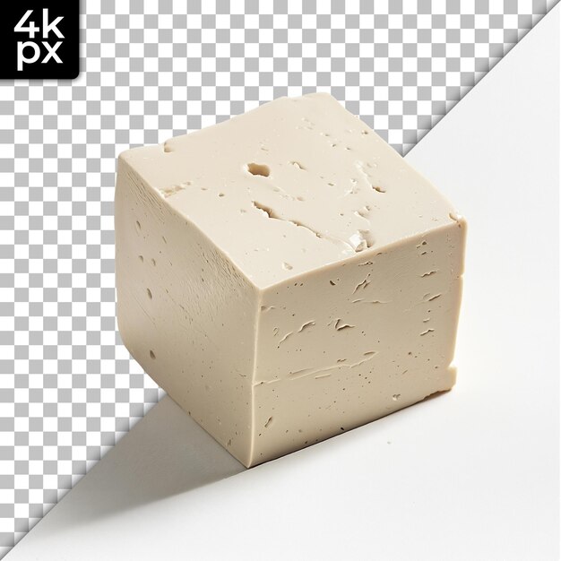 Cubo blanco con textura en un fondo transparente