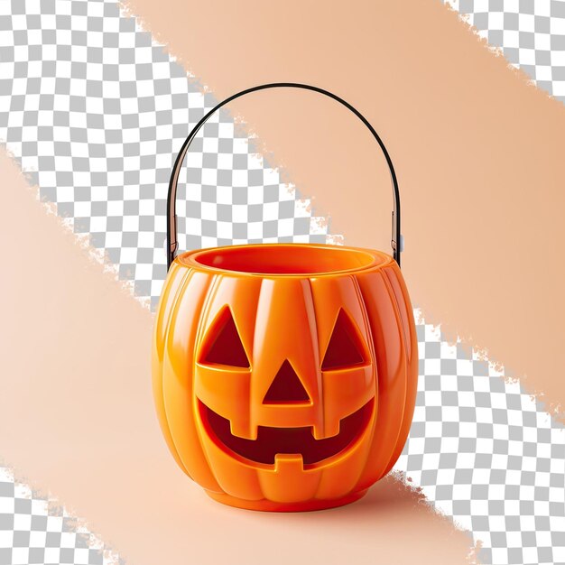 PSD cubo de caramelo naranja trick or treat con mango fondo transparente