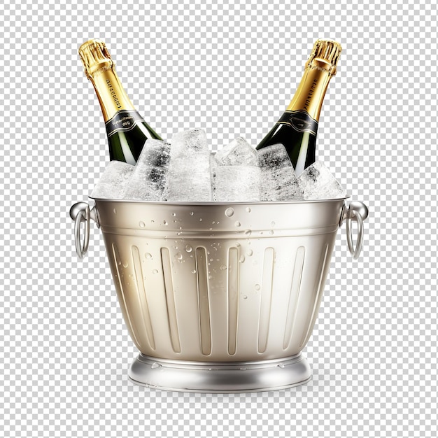 Cubo de champán lleno de hielo Recortado en transparente