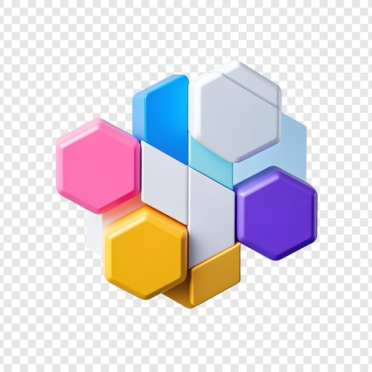 PSD un cubo colorido con uno colorido en la parte inferior