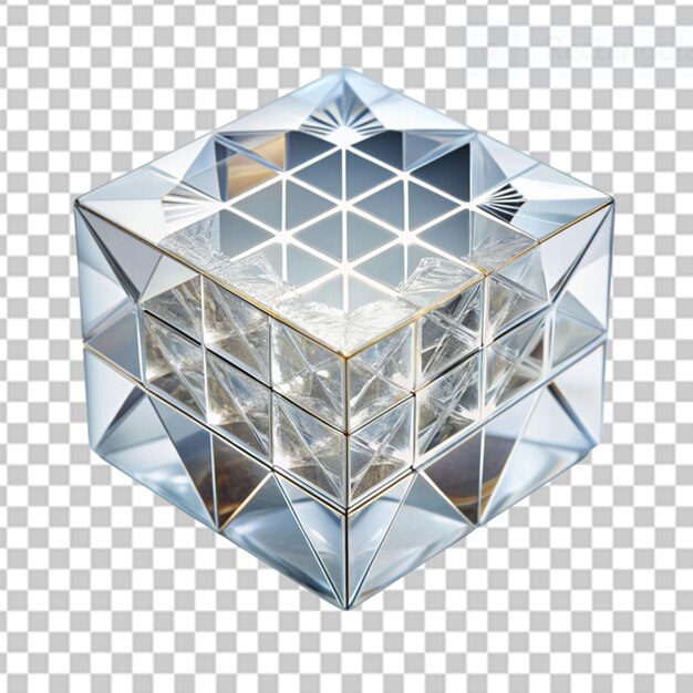 PSD cubo de cristal 3d grabado en un fondo transparente