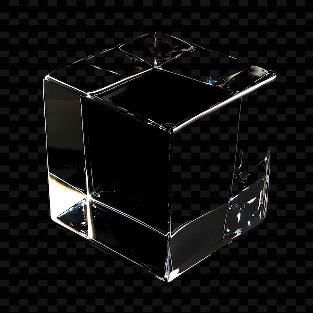 PSD cubo de cristal de ónix con forma cuadrada objeto de color negro y gradiente t opaco en fondo oscuro