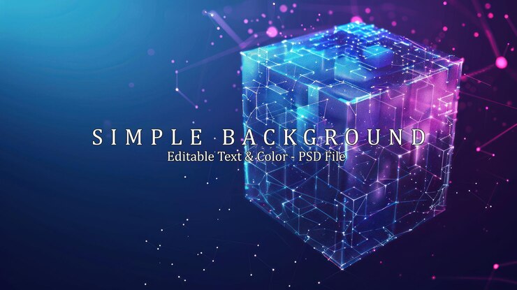 PSD cubo de datos digitales abstractos en tecnología estilo wireframe futurista poligonal isométrico