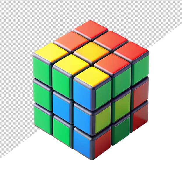 PSD cubo de rubik39 colorido em fundo transparente