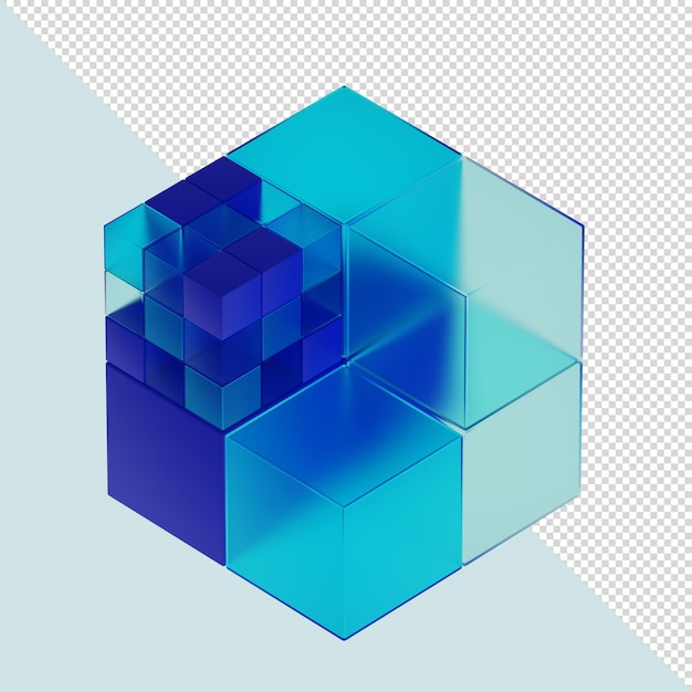 PSD cubo de vidro 3d azul