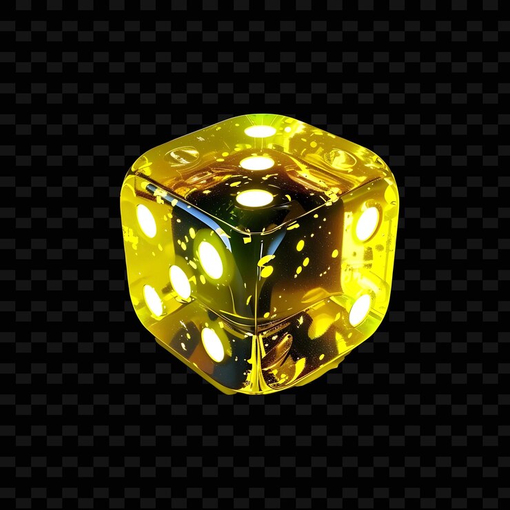 PSD un cubo de diamante amarillo con un fondo negro