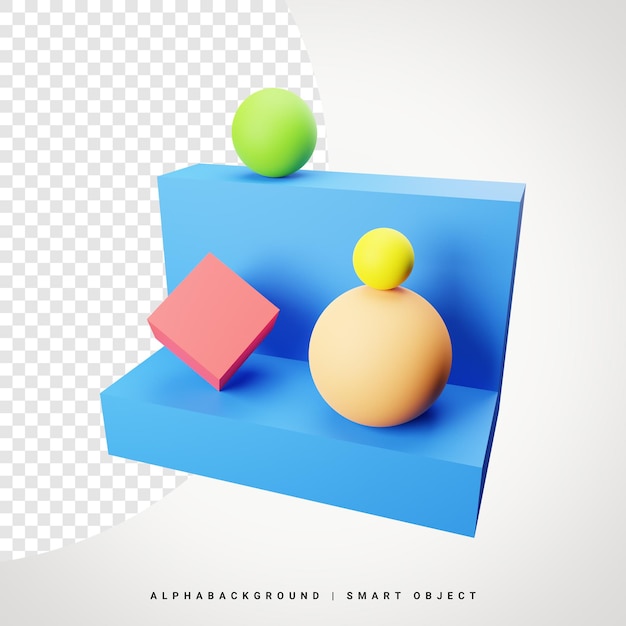 cubo, y, esfera, extracto, forma, 3d, ilustración