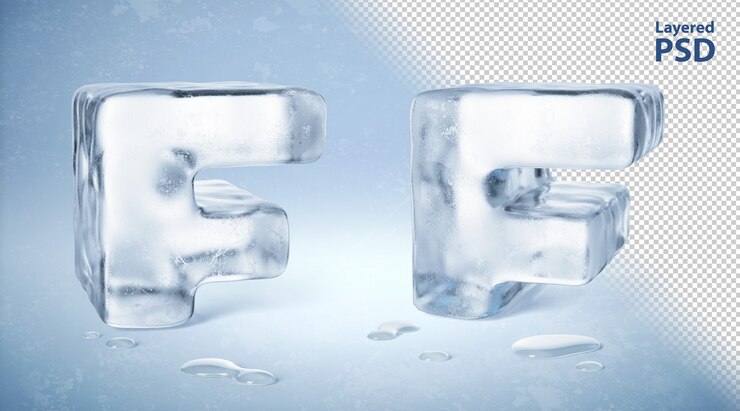 PSD cubo de hielo 3d prestados letra f