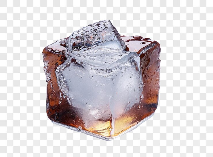PSD cubo de hielo aislado sobre un fondo transparente con un clip