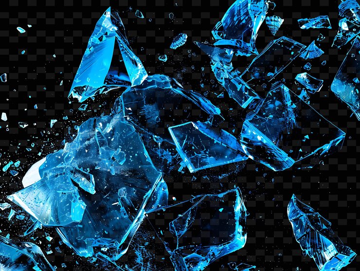 PSD un cubo de hielo azul que está en un fondo negro