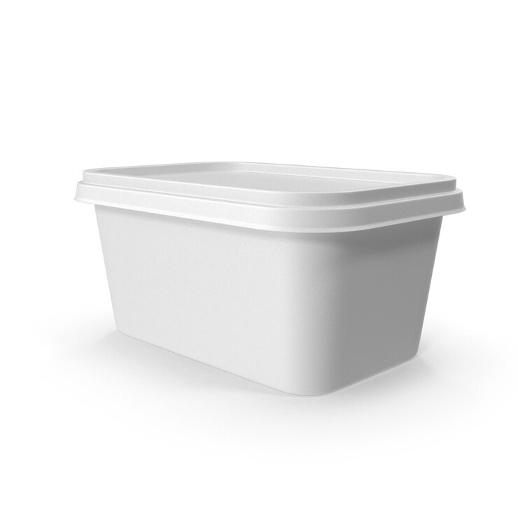 PSD un cubo de hielo blanco con una tapa blanca que dice helado en el lado