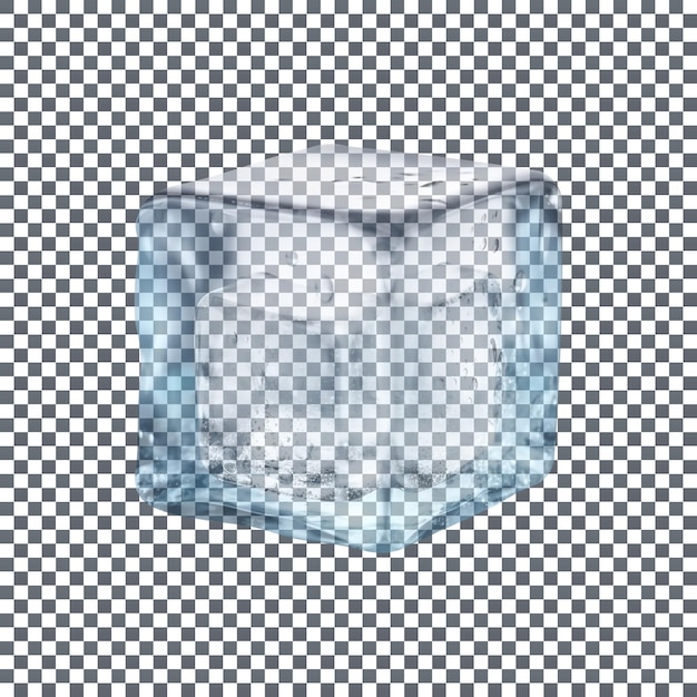 Cubo de hielo cristalino aislado sobre un fondo transparente