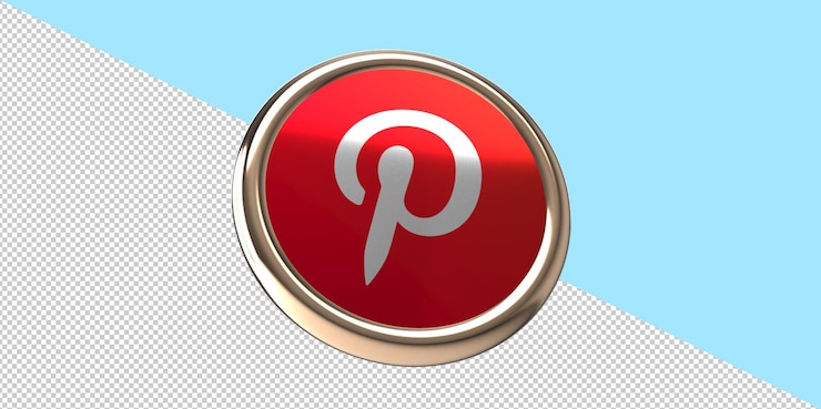 PSD cubo de icono de pinterest de render 3d
