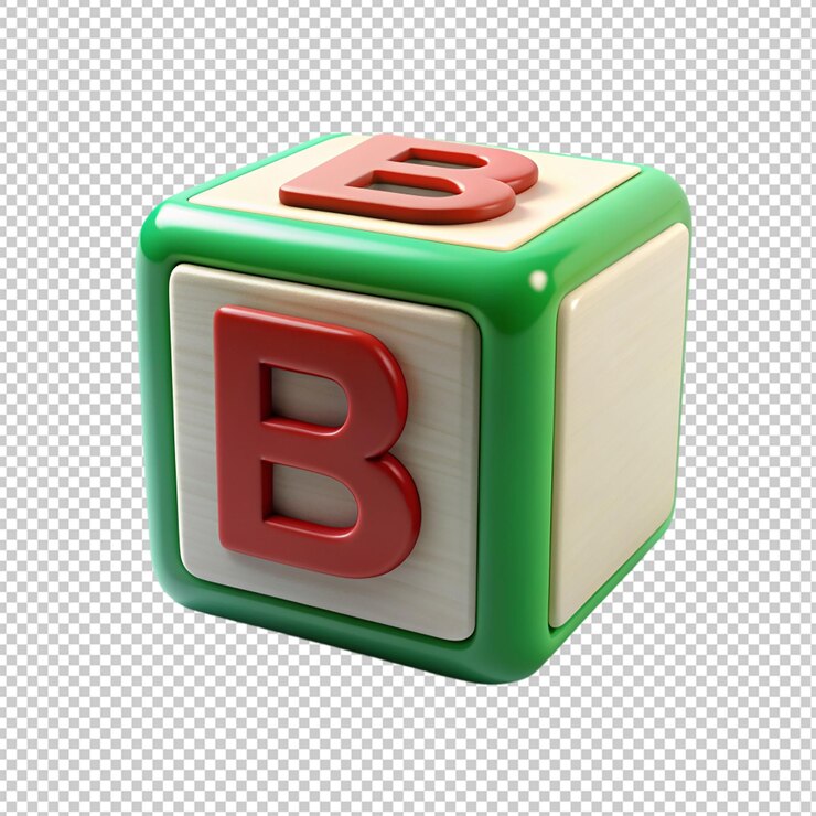 PSD cubo de letra b sobre un fondo transparente