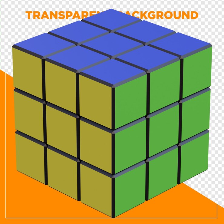 PSD cubo mágico de renderização 3d com fundo transparente