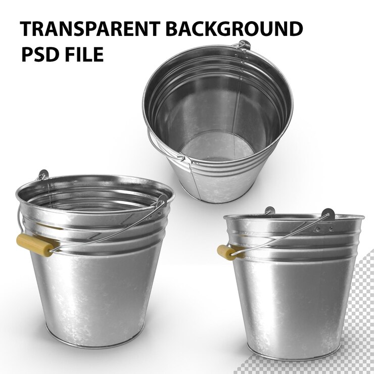 PSD cubo de metal galvanizado png