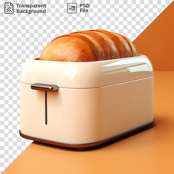 PSD cubo de pan único con mango negro y plateado contra una pared naranja