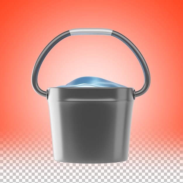 Cubo de plástico gris con mango