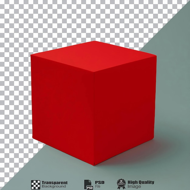Cubo rojo aislado sobre un fondo transparente