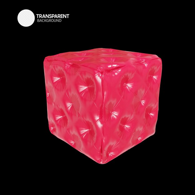 Un cubo rosa con la palabra transparente.