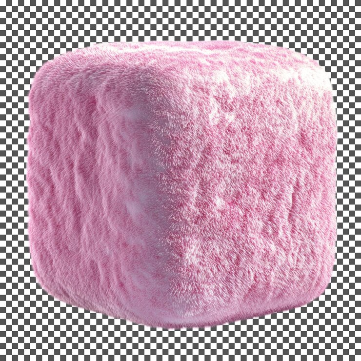 PSD el cubo rosado esponjoso aislado sobre un fondo transparente