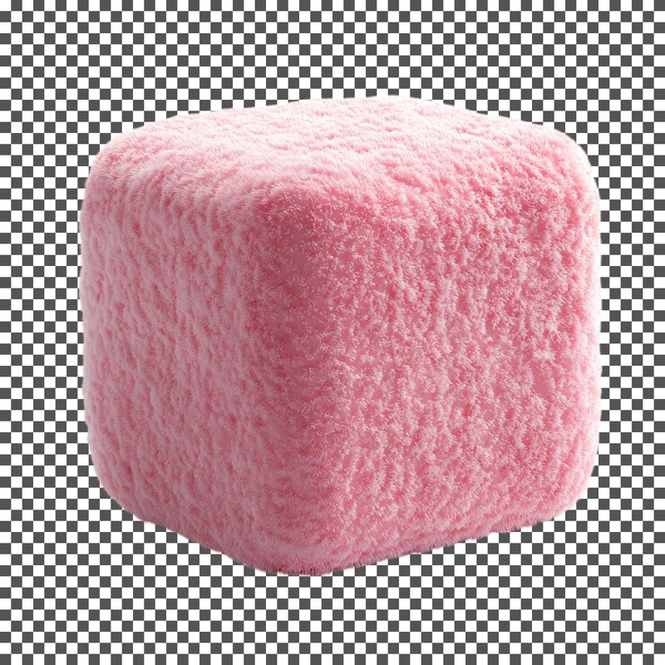PSD cubo rosado esponjoso aislado sobre un fondo transparente