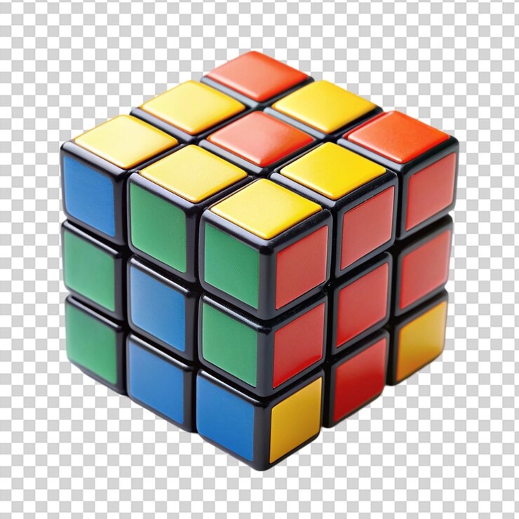 PSD el cubo de rubik aislado sobre un fondo transparente