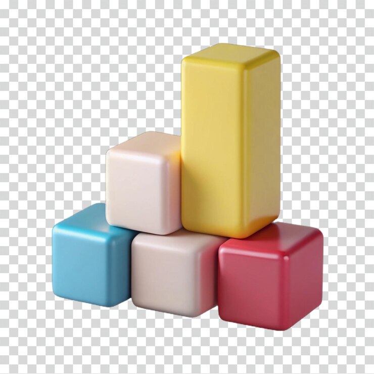 PSD cubos 3d coloridos apilados diseño geométrico abstracto