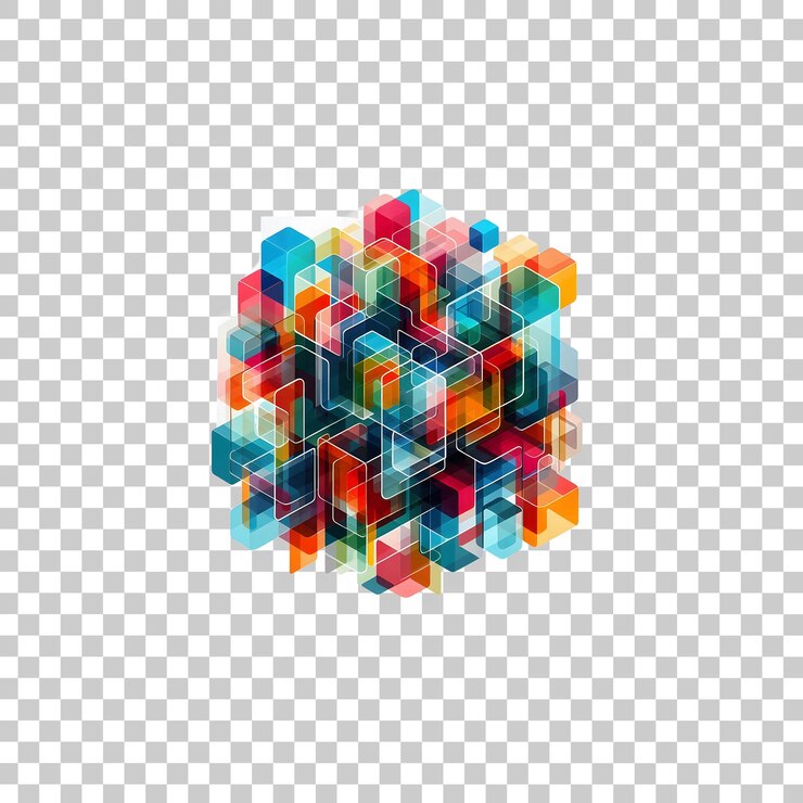 PSD cubos abstractos coloridos en un fondo blanco