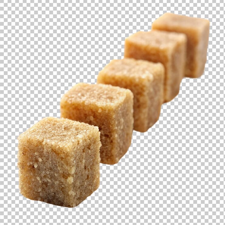 PSD de cubos de azúcar marrón crudo aislados sobre un fondo transparente png