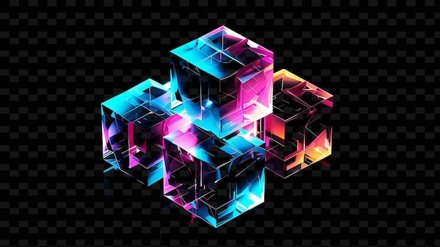 PSD cubos coloridos em um fundo preto