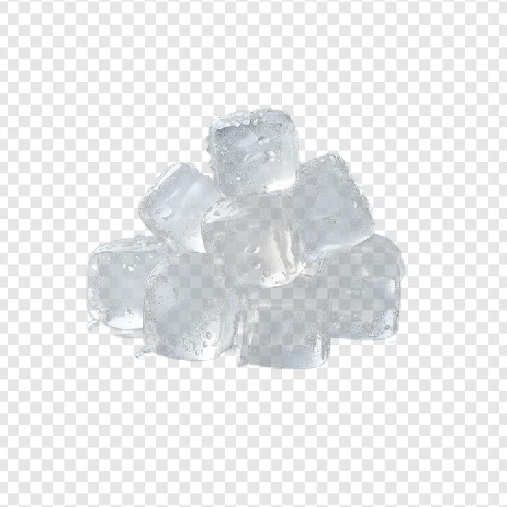 PSD cubos de hielo con cubos de hielo en un fondo a cuadros