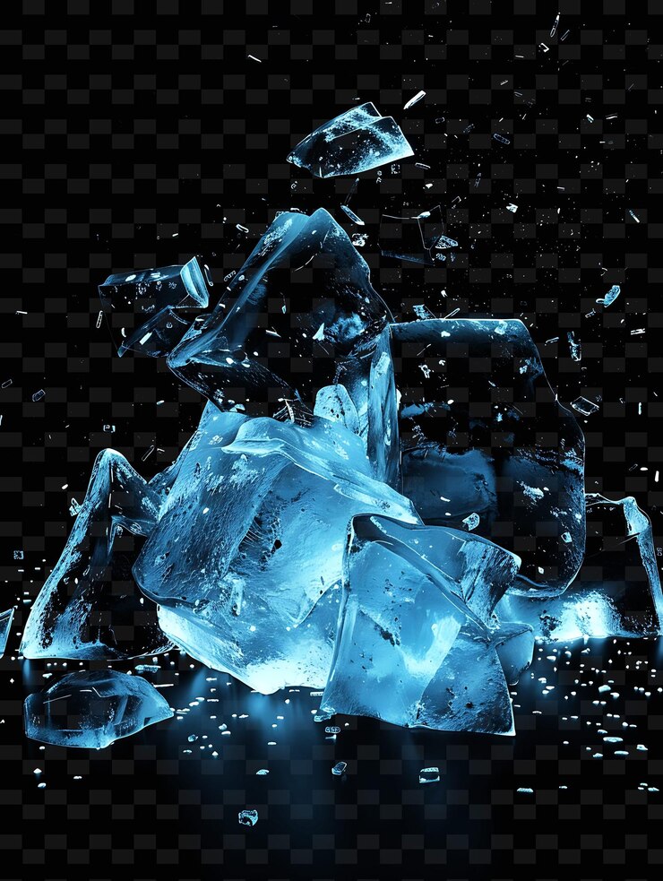 PSD los cubos de hielo están en una superficie negra con la palabra hielo en él