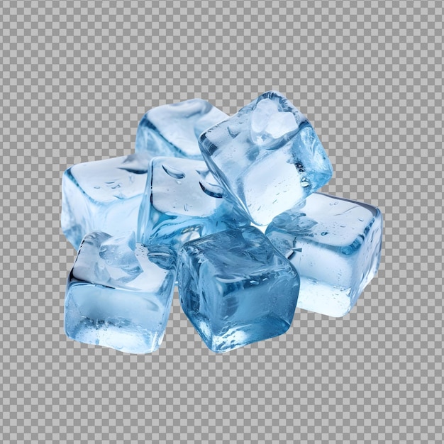 PSD cubos de hielo fríos azules recorte png aislado en un fondo transparente