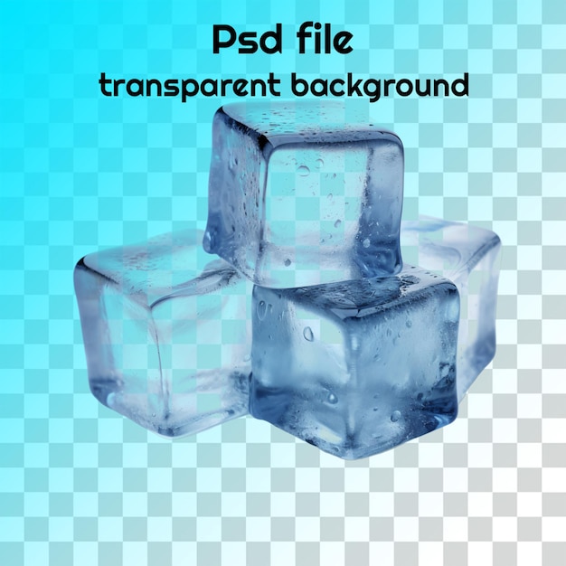 Los cubos de hielo PSD aislados sobre un fondo transparente