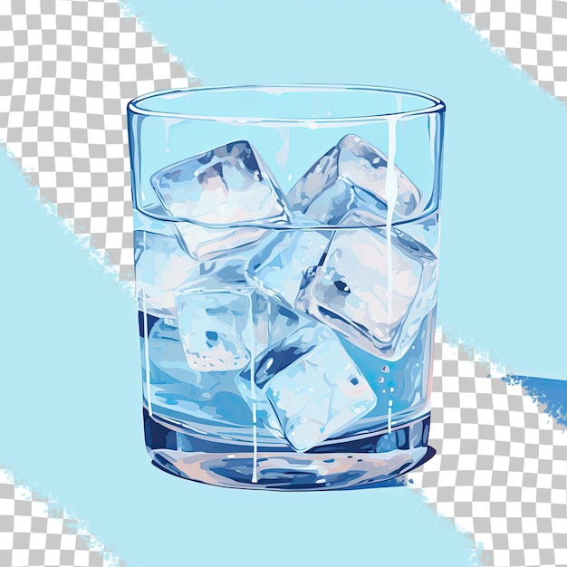 PSD cubos de hielo en un vaso sobre un fondo transparente