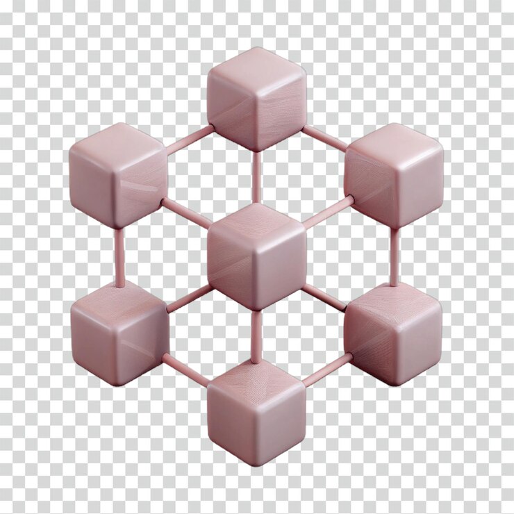 PSD cubos interconectados una visualización de red 3d