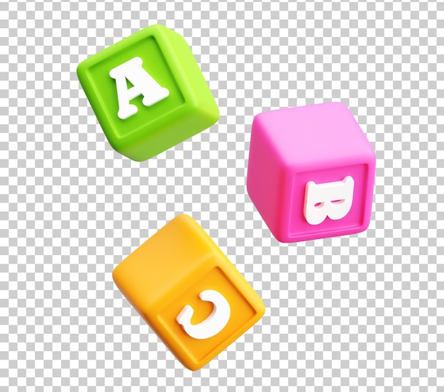 Los cubos de letras del alfabeto A B C Iconos educativos 3D