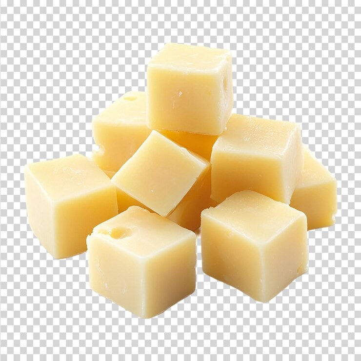 PSD cubos de queso suizo aislados sobre un fondo transparente