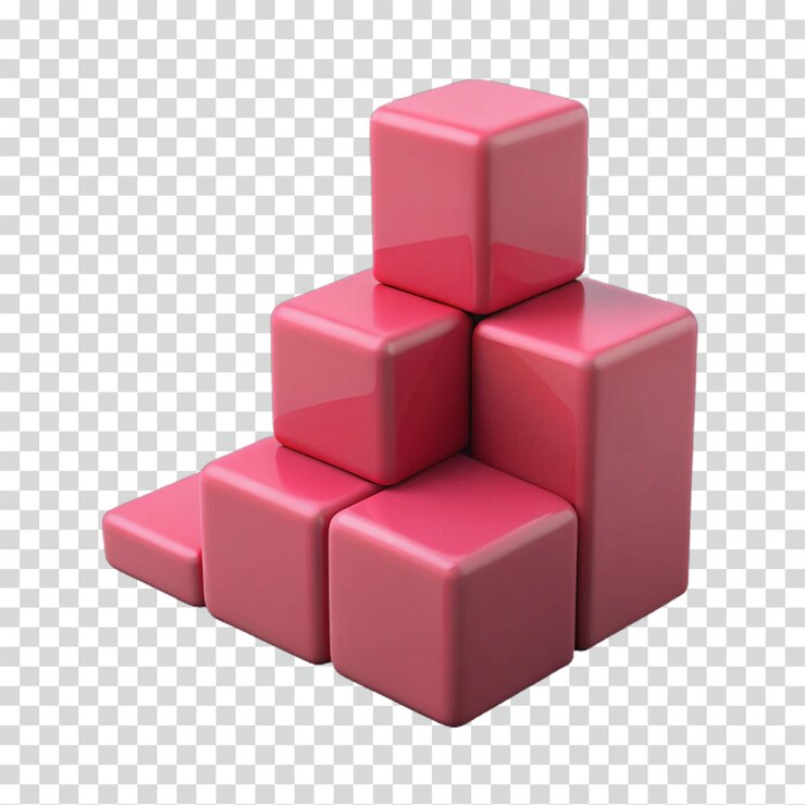 PSD cubos rosados ascendentes 3d bloques apilados gráfico