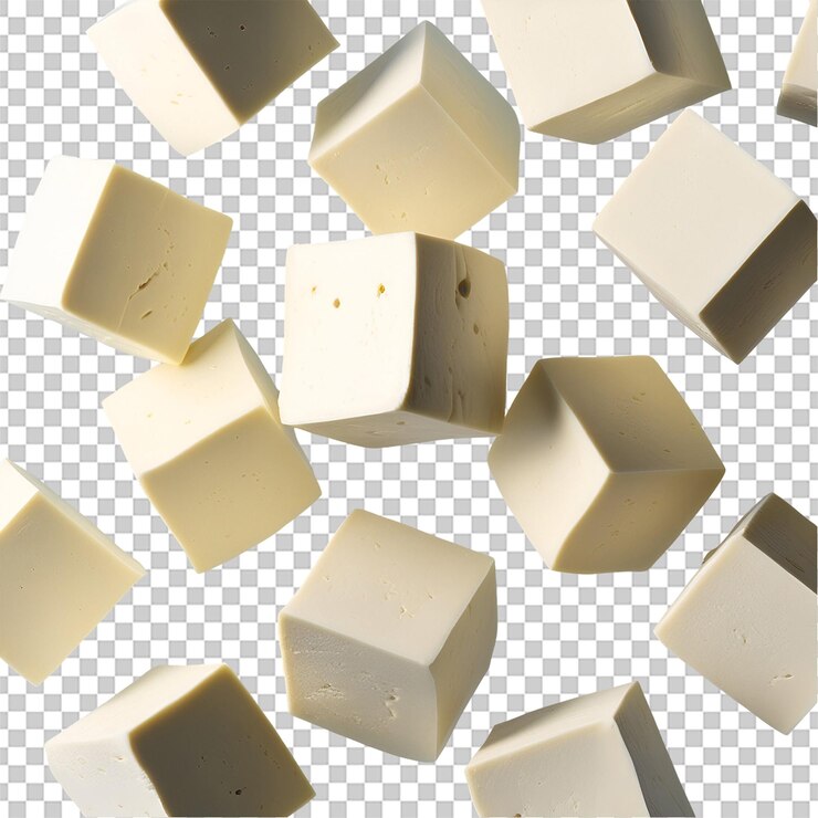 PSD cubos de tofu aislados en un fondo transparente png psd