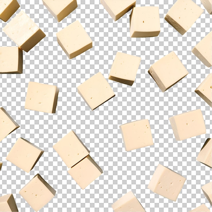 PSD cubos de tofu aislados sobre fondo transparente png psd